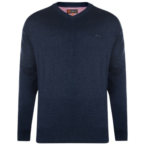KAM Strickpullover mit V-Ausschnitt Blau