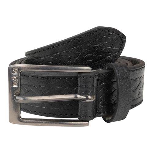 KAM gemusterter Ledergürtel Schwarz