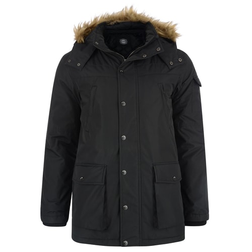 Kam Black Casual Parker Coat