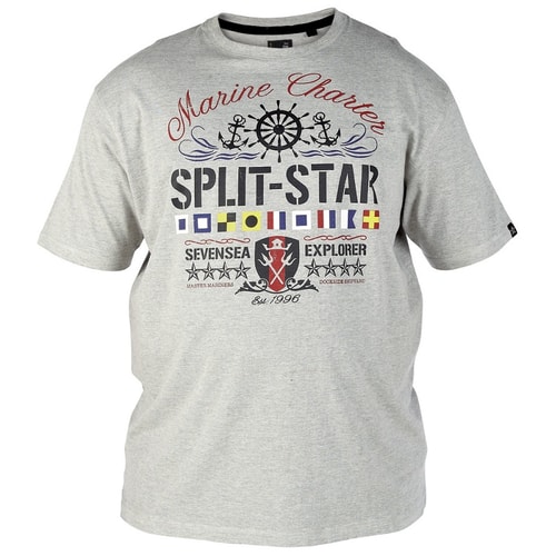 Split Star Grey Marine Print T-Shirt
