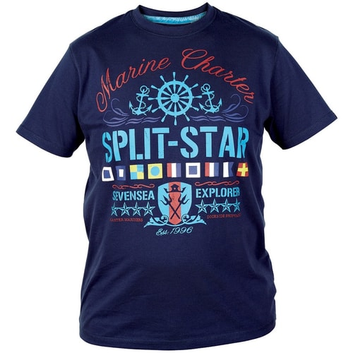 Split Star Navy Marine Print T-Shirt