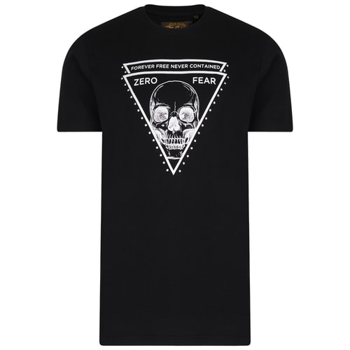 KAM T-Shirt mit Zero Fear Print Schwarz