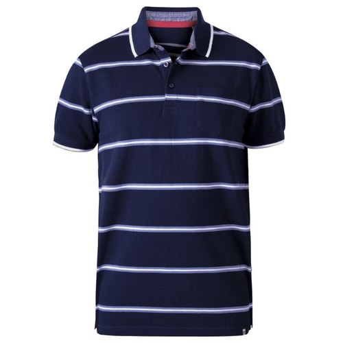 D555 Montego gestreiftes Pique Poloshirt Marineblau
