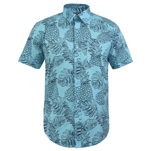 Bigdude Ananas Print Kurzarmhemd Blau