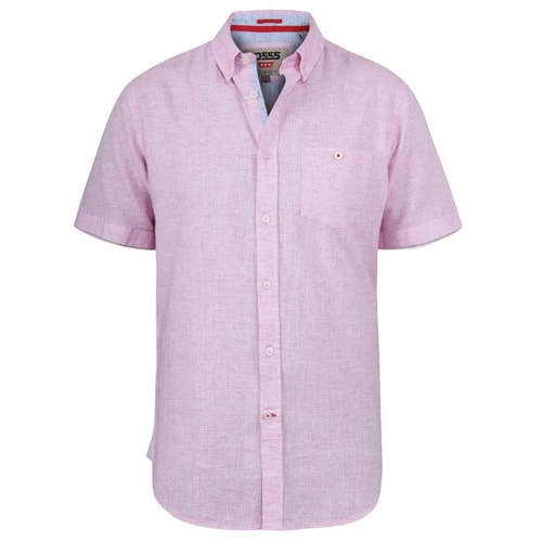D555 Leinen Kurzarmhemd Rosa