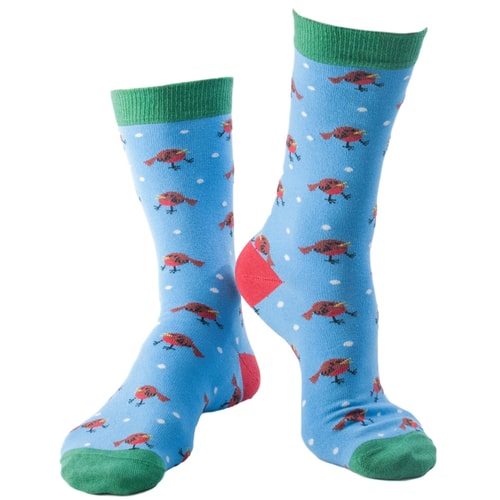 Doris & Dude Rotkehlchen-Print Socken