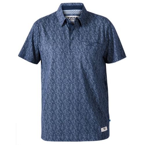 D555 Sefton Blätter Print Poloshirt Blau