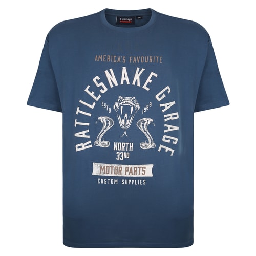Espionage Rattle Snake Print T-Shirt Blau