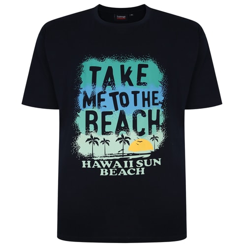 Espionage Beach Print T-Shirt Marineblau