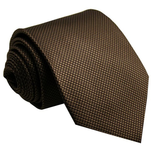 Extra Long Houndstooth Silk Tie Chocolate