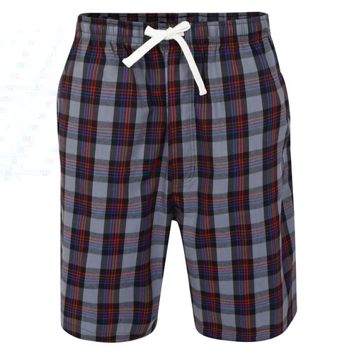 Bigdude karierte Pyjama Shorts Grau/Rot