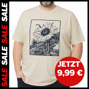 Ecrufarbenes T-Shirt mit Sonnenblumenmuster jetzt nur 9,99 €